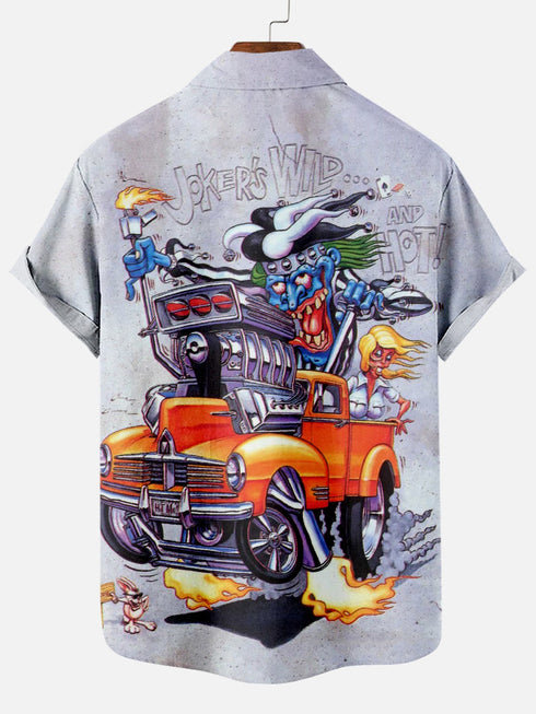 Men's Cartoon Funny Graphic Short Sleeve Hawaiian Shirt